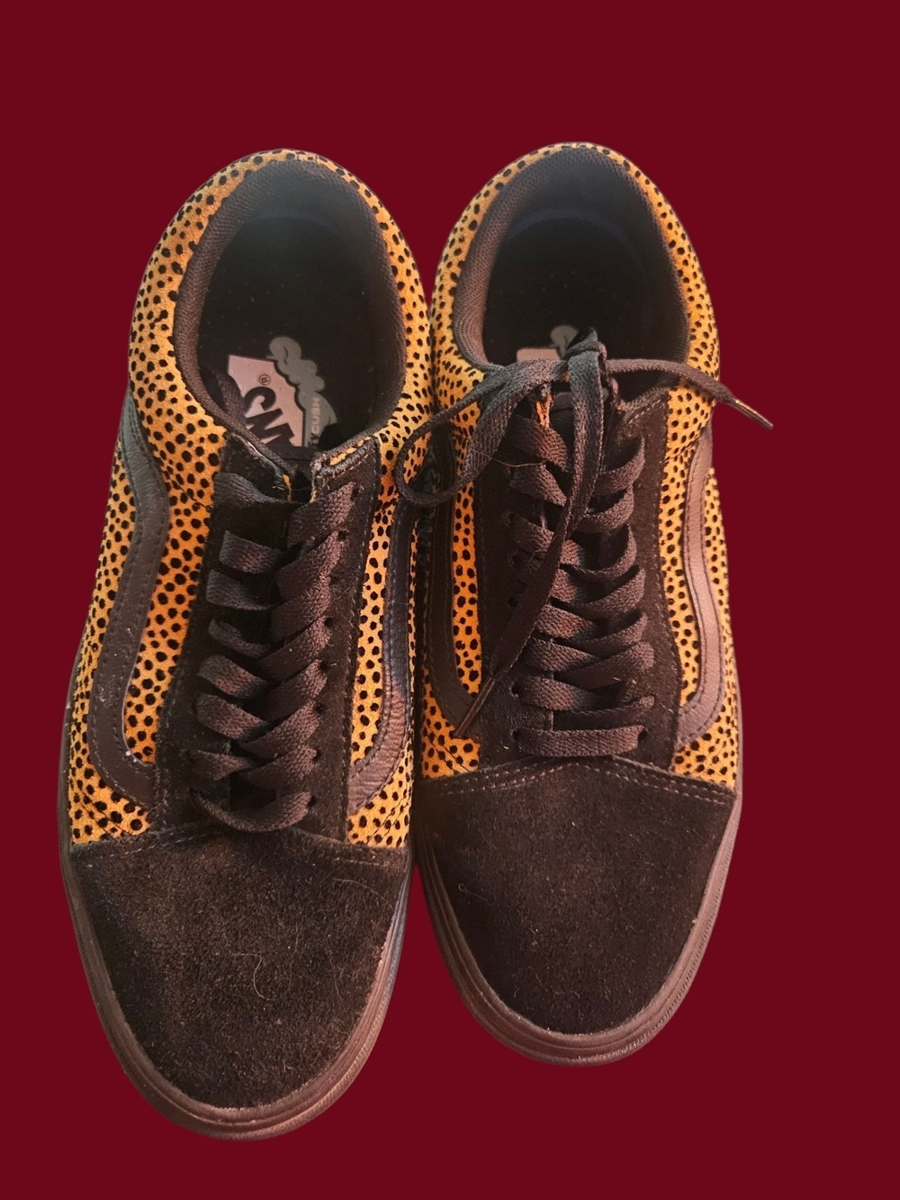 Vans Men's Old Skool Leopard Print Skate Sneakers - Black & Yellow